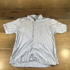 Tommy Bahama Shirt Mens XL Blue Silk  Button Up